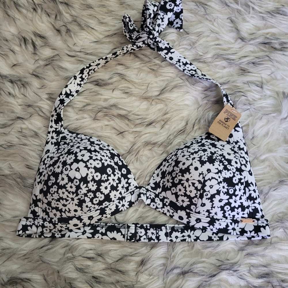 PINK black floral bikini small - Picture 10 of 12